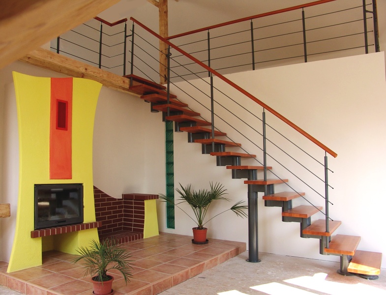 Schody modulové - Ocel a dřevo